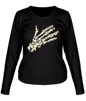 Женская футболка длинный рукав Костлявая рука (свет) фото