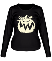 Женская футболка длинный рукав Страшная тыква (свет) фото