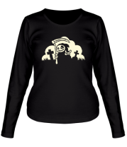 Женская футболка длинный рукав Веселая смерть (свет) фото