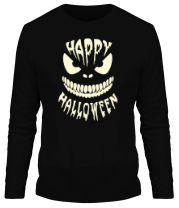 Мужская футболка длинный рукав Happy halloween (свет) фото