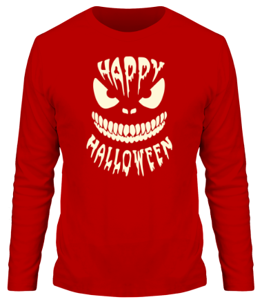 Мужская футболка длинный рукав Happy halloween (свет)