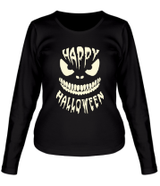 Женская футболка длинный рукав Happy halloween (свет) фото
