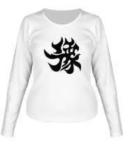 Женская футболка длинный рукав Японский иероглиф - Счастливчик фото