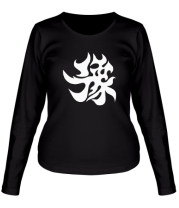 Женская футболка длинный рукав Японский иероглиф - Счастливчик фото