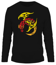 Мужская футболка длинный рукав Пламенный дракон фото
