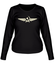 Женская футболка длинный рукав Серп и молот в виде орла (свет) фото