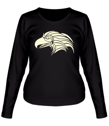 Женская футболка длинный рукав Голова орла в тату стиле (свет)