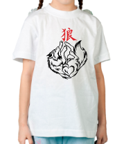 Детская футболка Волк с иероглифом фото