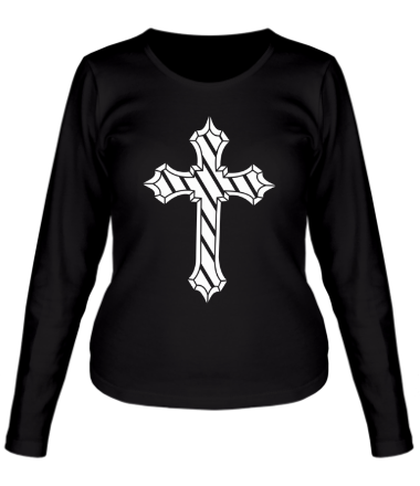 Женская футболка длинный рукав Старинный металлический крест