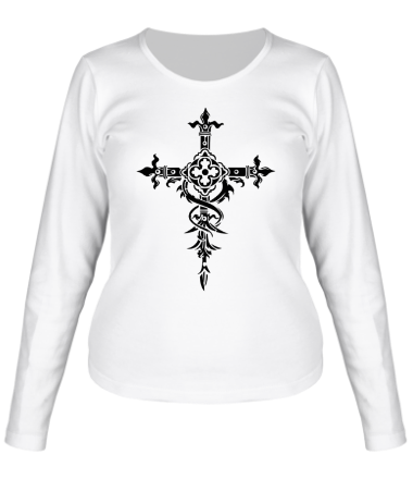 Женская футболка длинный рукав Готический крест