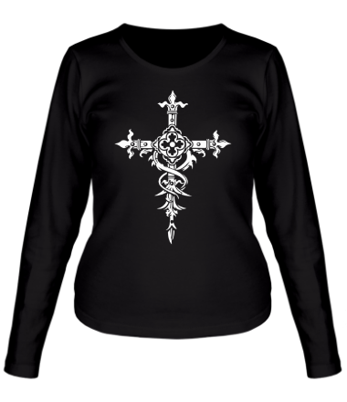 Женская футболка длинный рукав Готический крест