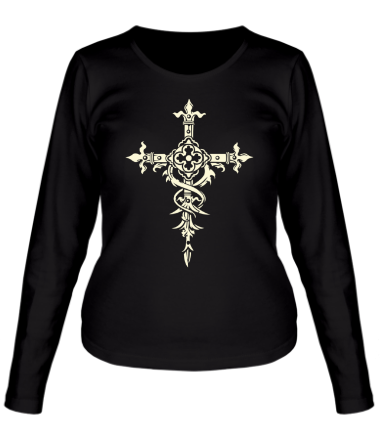 Женская футболка длинный рукав Готический крест (свет)
