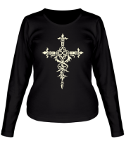 Женская футболка длинный рукав Готический крест (свет) фото