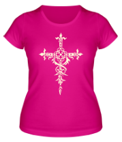 Женская футболка Готический крест (свет) фото