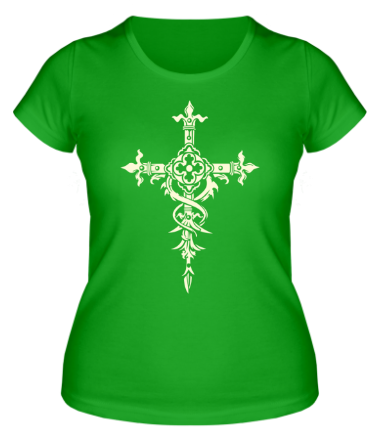 Женская футболка Готический крест (свет)