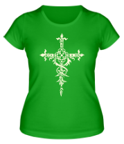 Женская футболка Готический крест (свет)