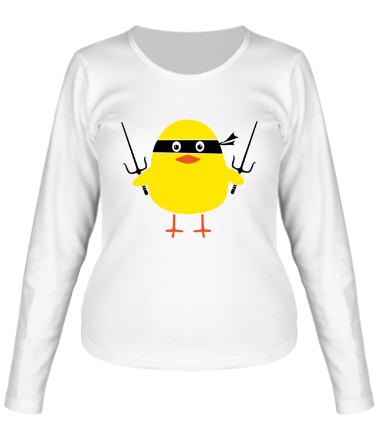 Женская футболка длинный рукав Цыпленок ниндзя