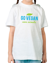 Детская футболка Go Vegan Save Animals фото