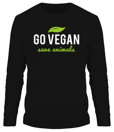 Мужская футболка длинный рукав Go Vegan Save Animals
