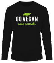Мужская футболка длинный рукав Go Vegan Save Animals фото
