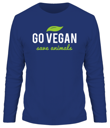 Мужская футболка длинный рукав Go Vegan Save Animals