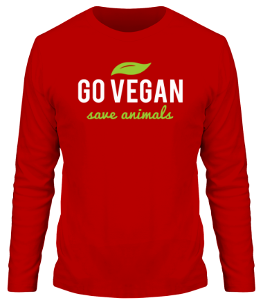 Мужская футболка длинный рукав Go Vegan Save Animals