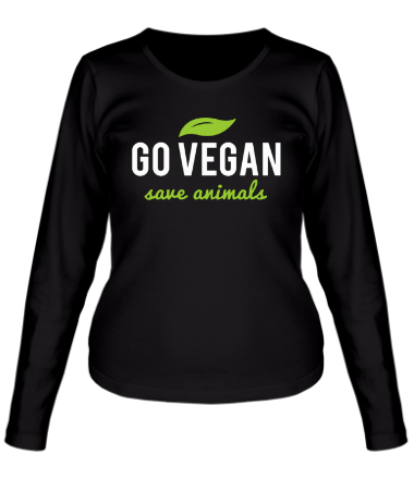 Женская футболка длинный рукав Go Vegan Save Animals