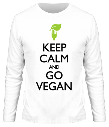 Мужская футболка длинный рукав Keep Calm and go Vegan