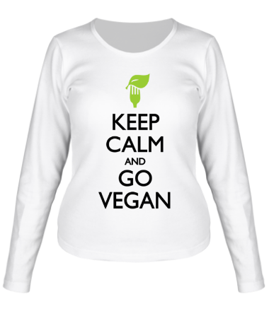Женская футболка длинный рукав Keep Calm and go Vegan