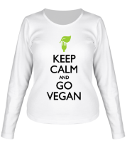 Женская футболка длинный рукав Keep Calm and go Vegan фото