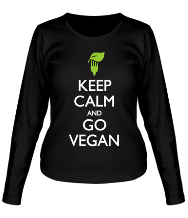 Женская футболка длинный рукав Keep Calm and go Vegan