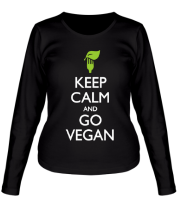 Женская футболка длинный рукав Keep Calm and go Vegan фото