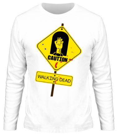 Мужская футболка длинный рукав Caution - Walking dead