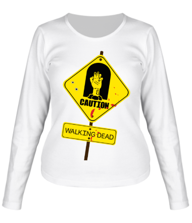 Женская футболка длинный рукав Caution - Walking dead