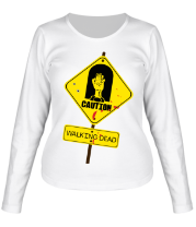 Женская футболка длинный рукав Caution - Walking dead фото