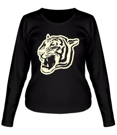 Женская футболка длинный рукав Светящийся тигр