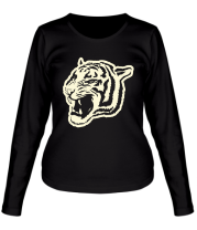 Женская футболка длинный рукав Светящийся тигр фото