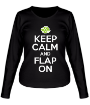 Женская футболка длинный рукав Keep calm and flap on фото