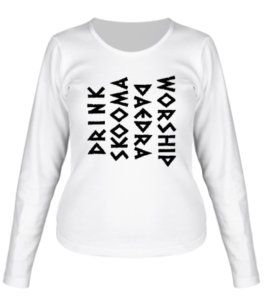 Женская футболка длинный рукав Drink skooma worship Daedra