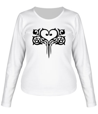 Женская футболка длинный рукав Узор в виде сердца