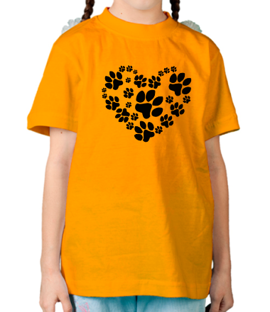 Детская футболка Сердце из собачьих следов