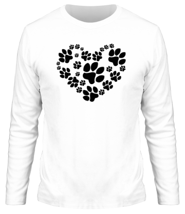 Мужская футболка длинный рукав Сердце из собачьих следов