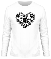 Мужская футболка длинный рукав Сердце из собачьих следов фото