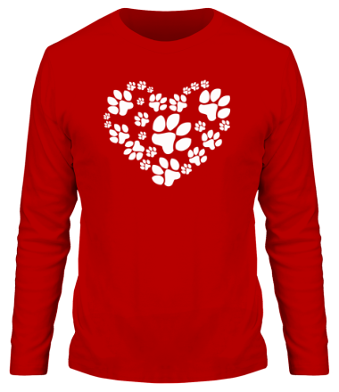 Мужская футболка длинный рукав Сердце из собачьих следов