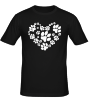 Мужская футболка Сердце из собачьих следов фото