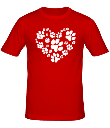 Мужская футболка Сердце из собачьих следов