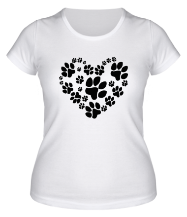 Женская футболка Сердце из собачьих следов