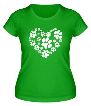 Женская футболка Сердце из собачьих следов