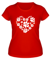 Женская футболка Сердце из собачьих следов фото
