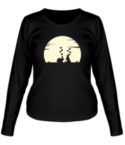 Женская футболка длинный рукав Влюбленные зайки (свет) фото